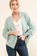 Classic Non-Wrinkle Open-Front Blazer for Formal Events