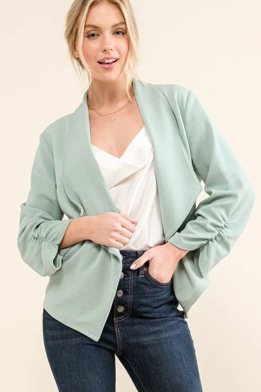 Classic Non-Wrinkle Open-Front Blazer for Formal Events