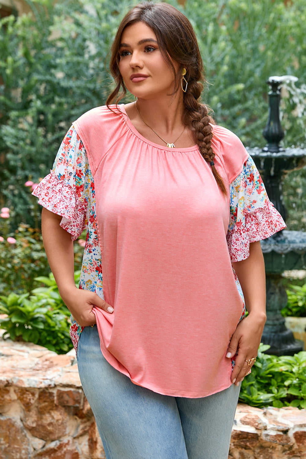 Lacey Ruffled Short Sleeve Blouse