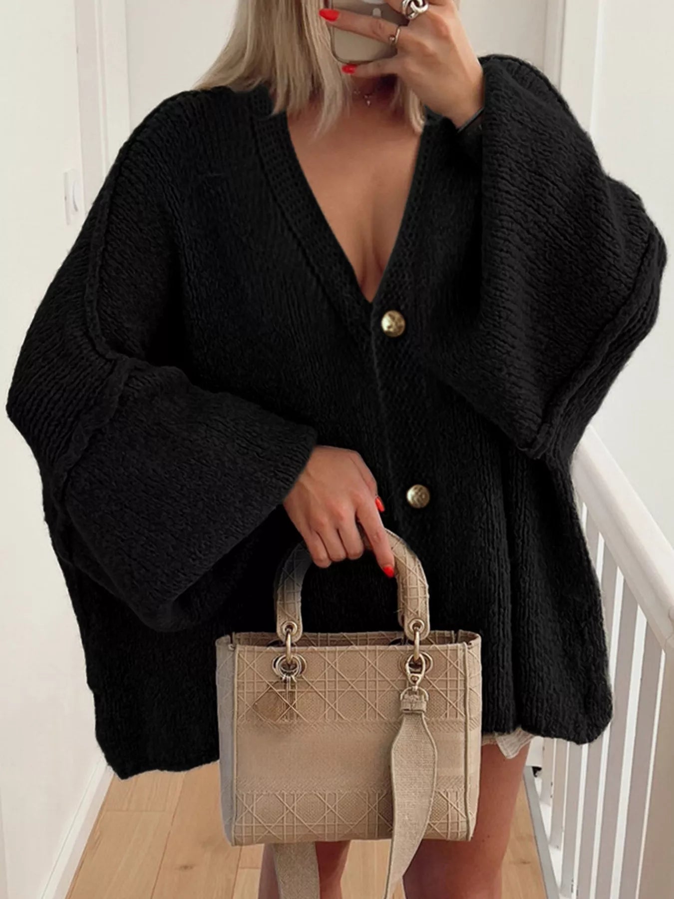 Oversized Knit Button Up Cardigan