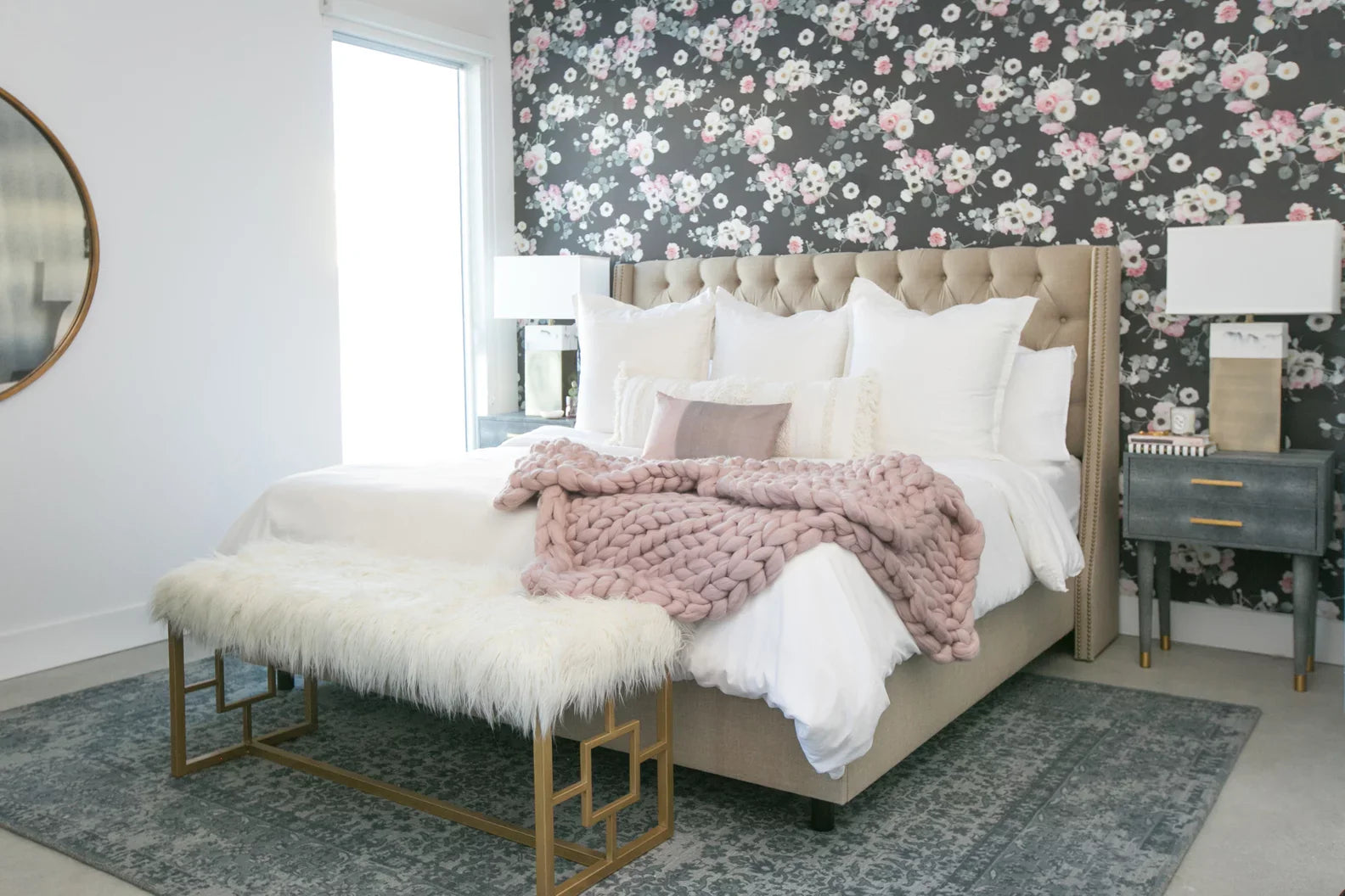 Midnight Floral Wallpaper, black