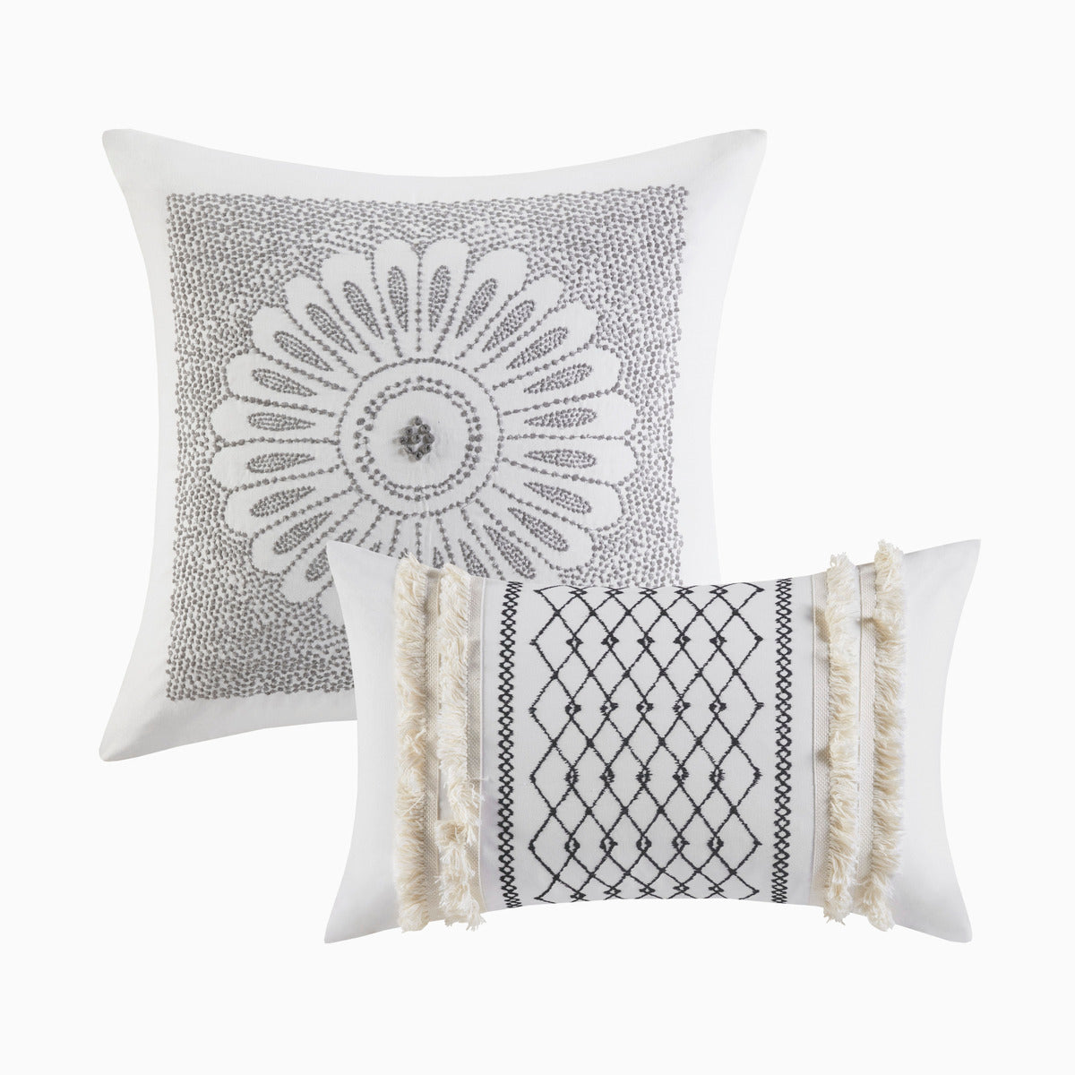 King/Cal King Cotton Printed Duvet Cover Set with Chenille