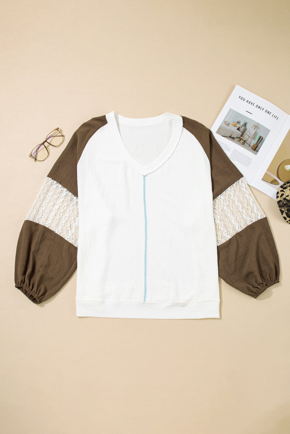 Julietta Patchwork Balloon Sleeve Blouse
