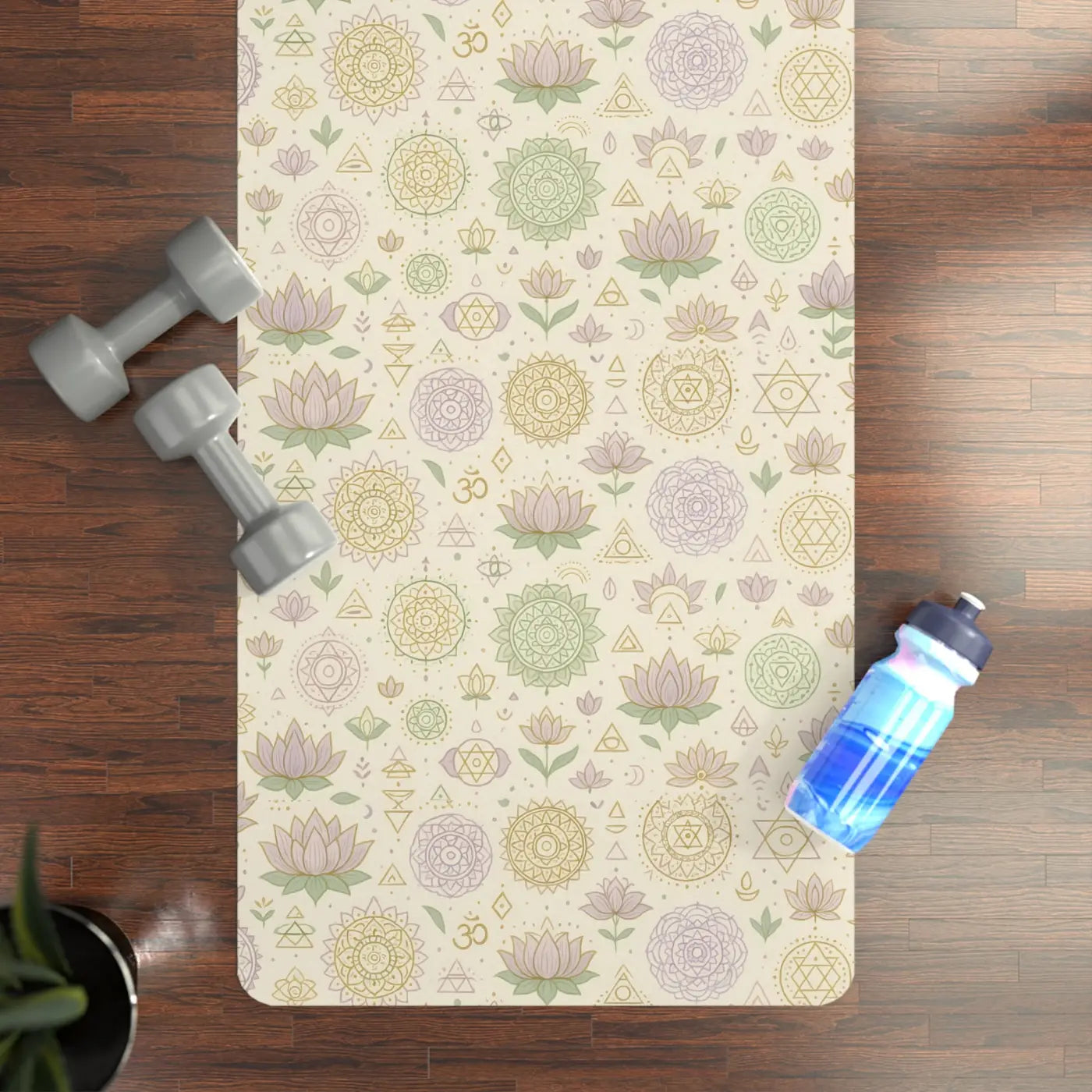 Floral Design Rubber Yoga Mat Home Workout Gear Dipaliz