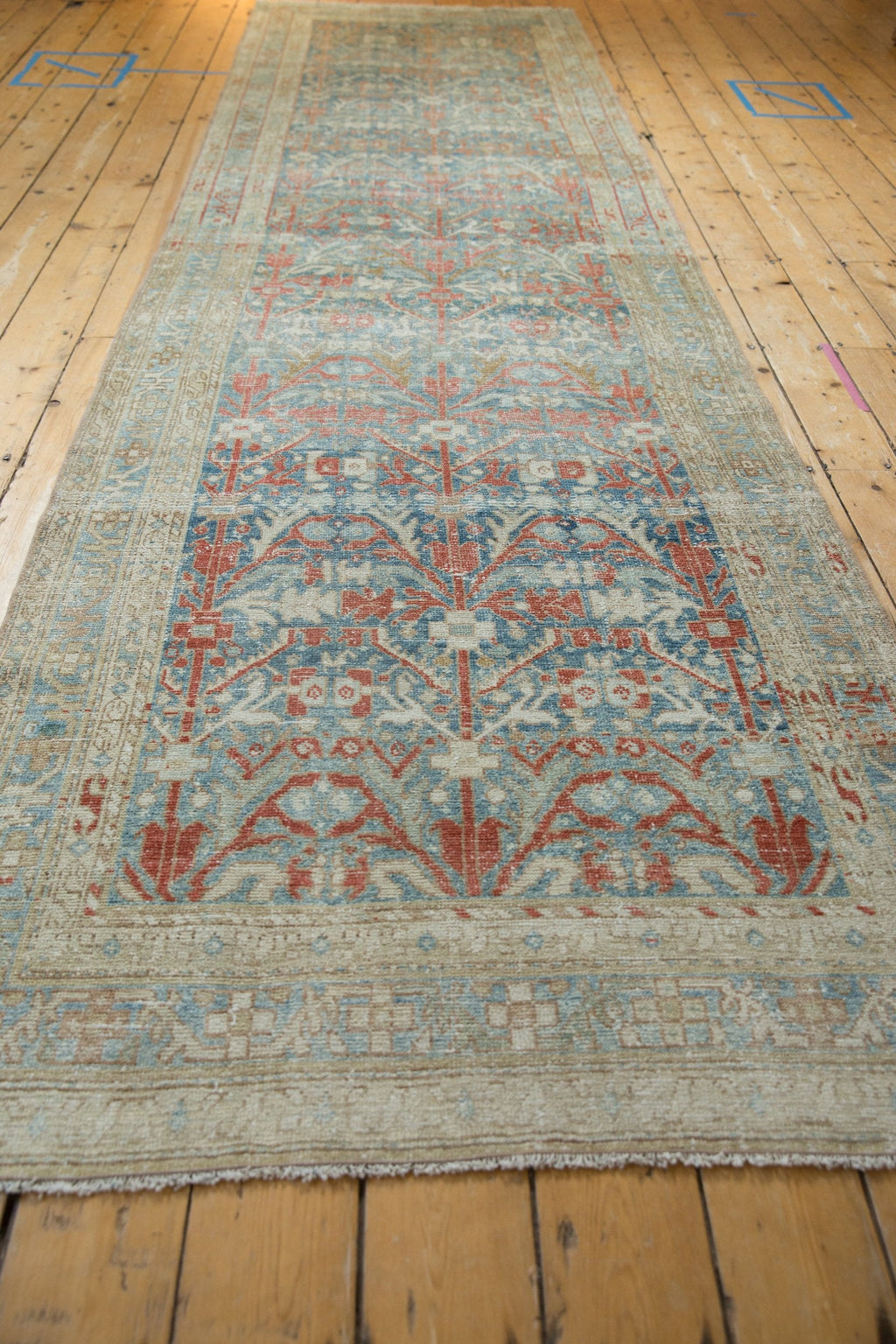 4x13.5 Vintage Distressed Hamadan Rug Runner