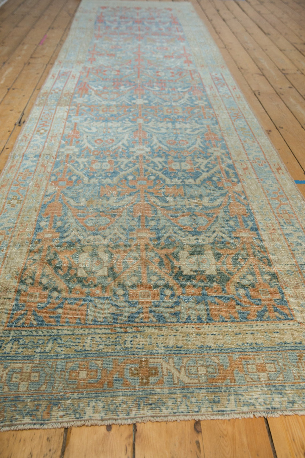 4x13.5 Vintage Distressed Hamadan Rug Runner