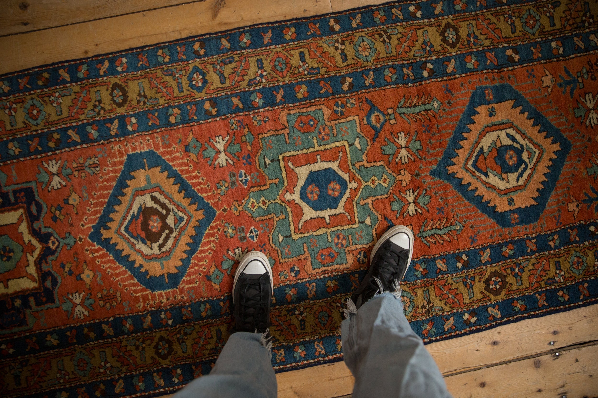 3.5x11.5 Antique Heriz Rug Runner