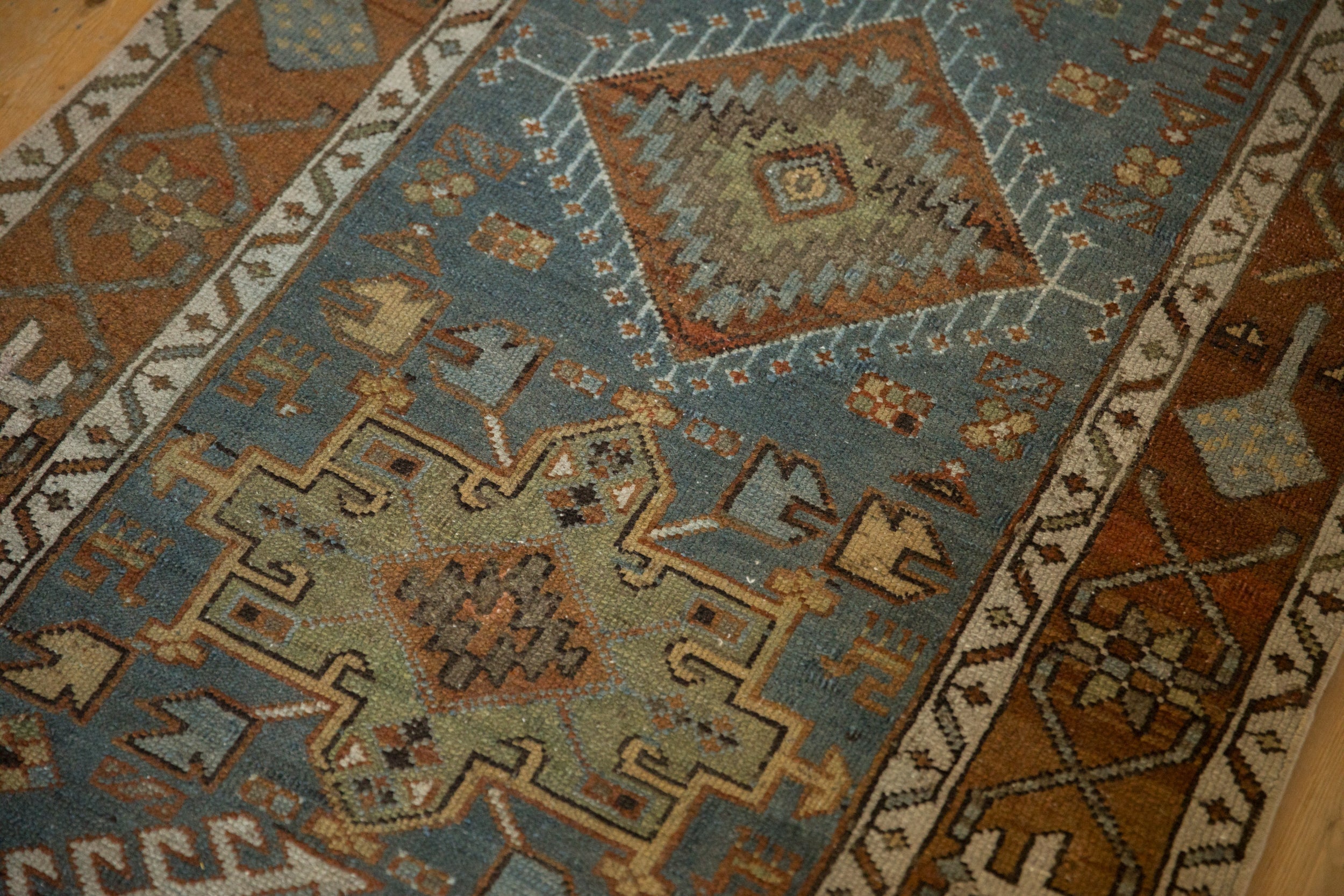 3x14.5 Vintage Distressed Karaja Rug Runner
