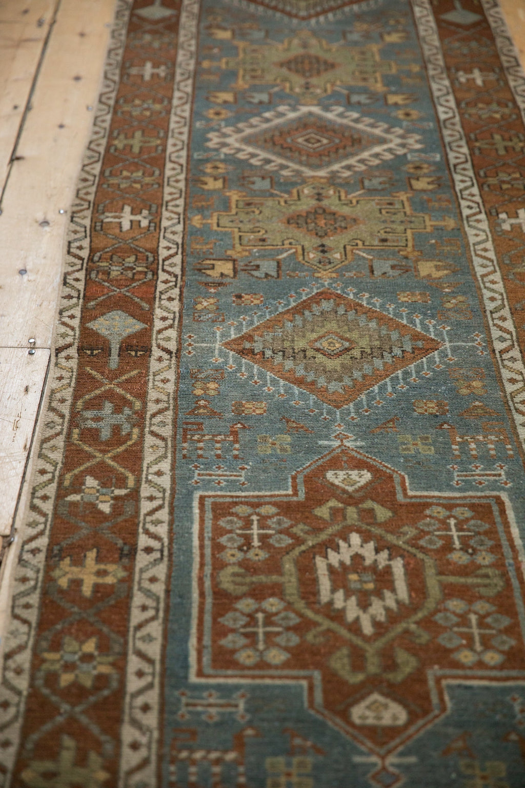 3x14.5 Vintage Distressed Karaja Rug Runner