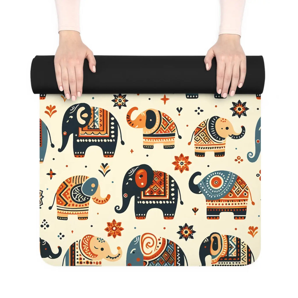 Vibrant Elephant Rubber Yoga Mat - Microfiber Suede - Dipaliz