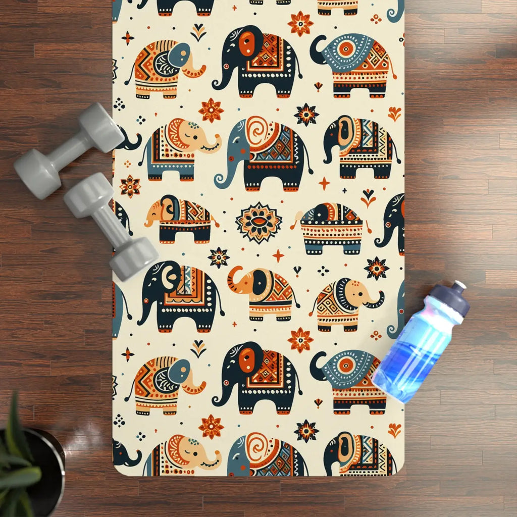 Vibrant Elephant Rubber Yoga Mat - Microfiber Suede - Dipaliz