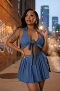 City Slicker Denim Mini Skirt -Blue