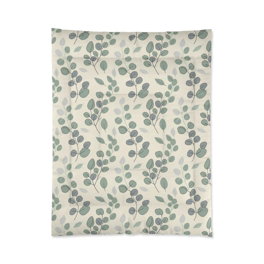 Serene Leaves Botanical Comforter - Eucalyptus Microfiber - DipaliZ