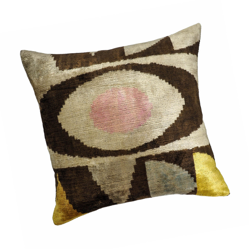 Eye of Ra 2 Silk Velvet Ikat Pillow Cover 20 X 20