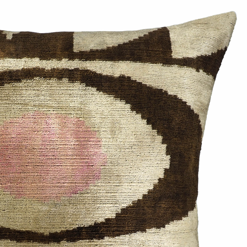 Eye of Ra 2 Silk Velvet Ikat Pillow Cover 20 X 20
