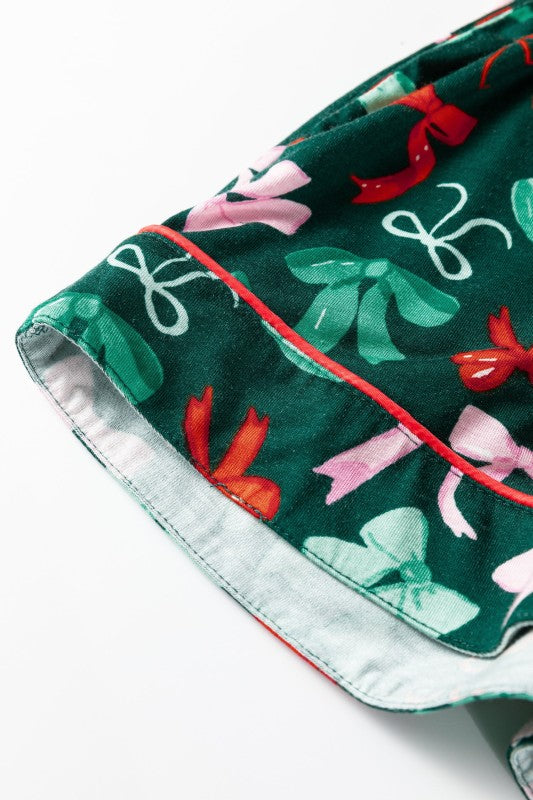 Bow Holiday Shirt and Short Pajama Set