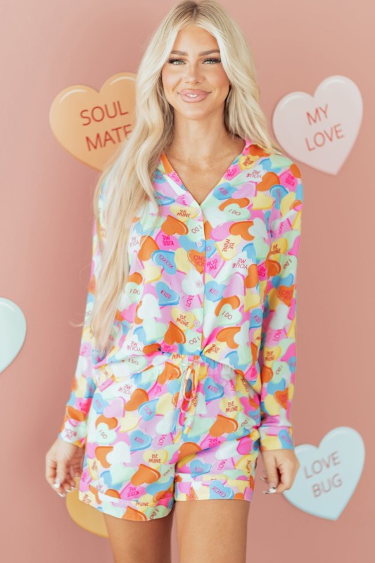Valentine Heart Candy Shirt and Shorts Pajama Set