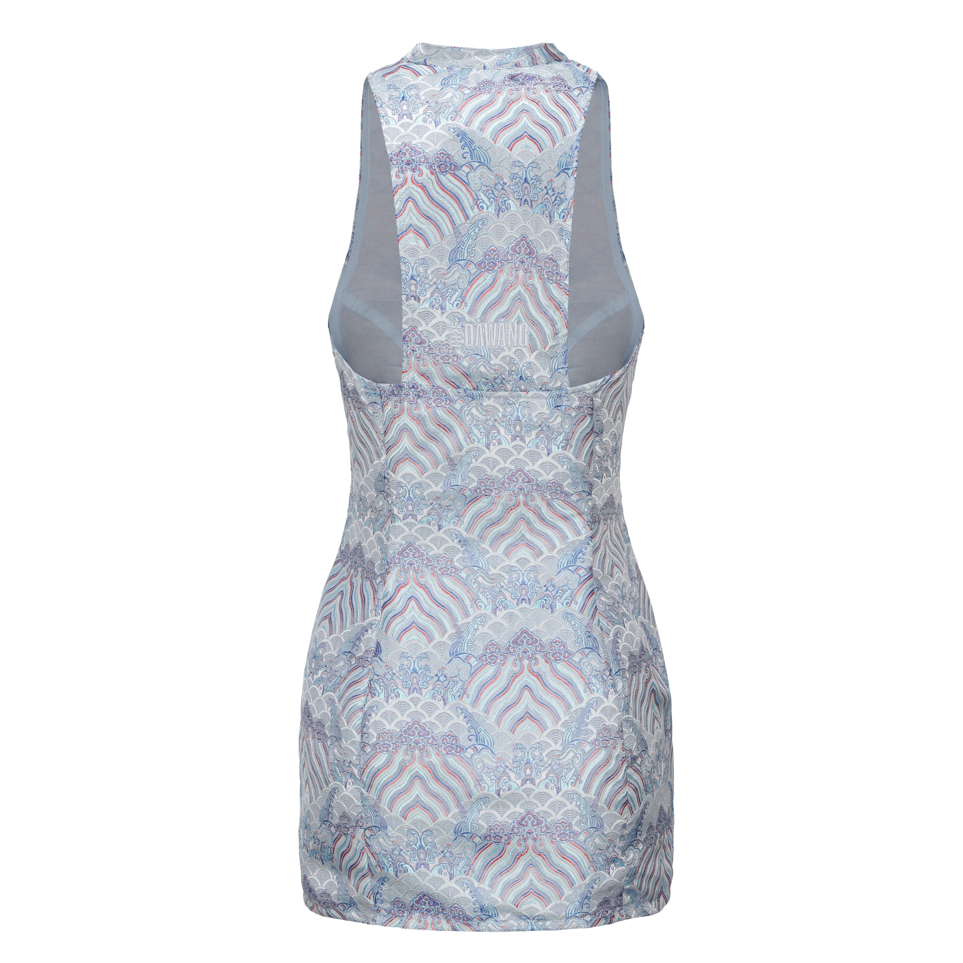 Hua Sleeveless Brocade Mini Dress Cloud Moire