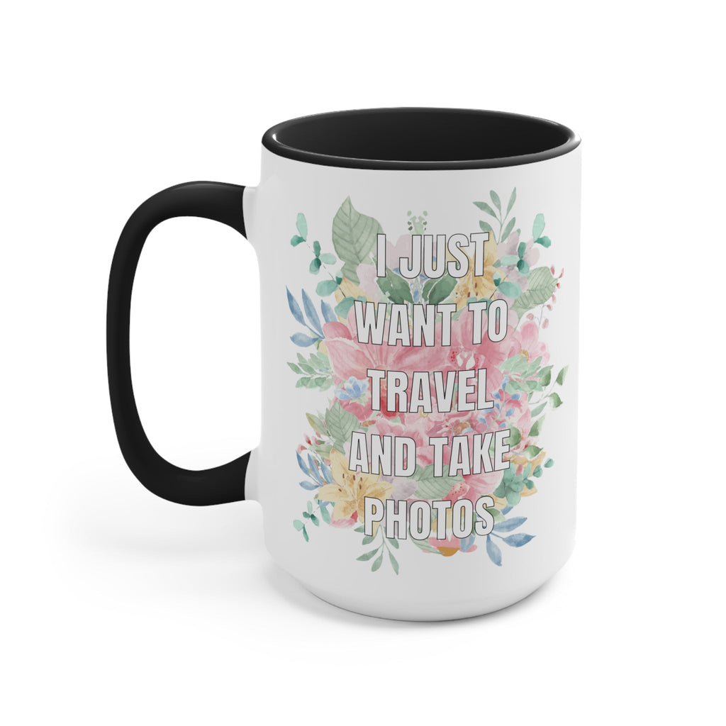 Floral Aesthetic Gift for Photographer Who Loves to Travel: 15 Oz Coffee Mug