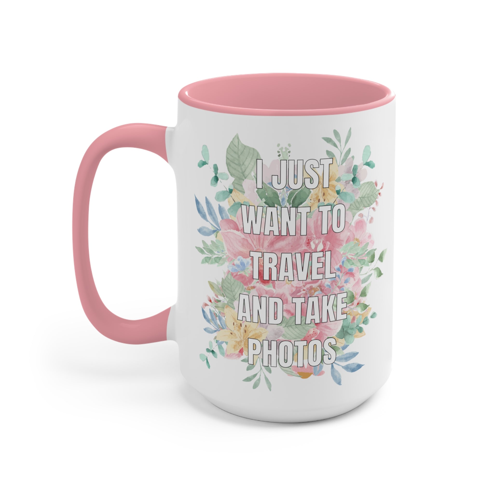 Floral Aesthetic Gift for Photographer Who Loves to Travel: 15 Oz Coffee Mug