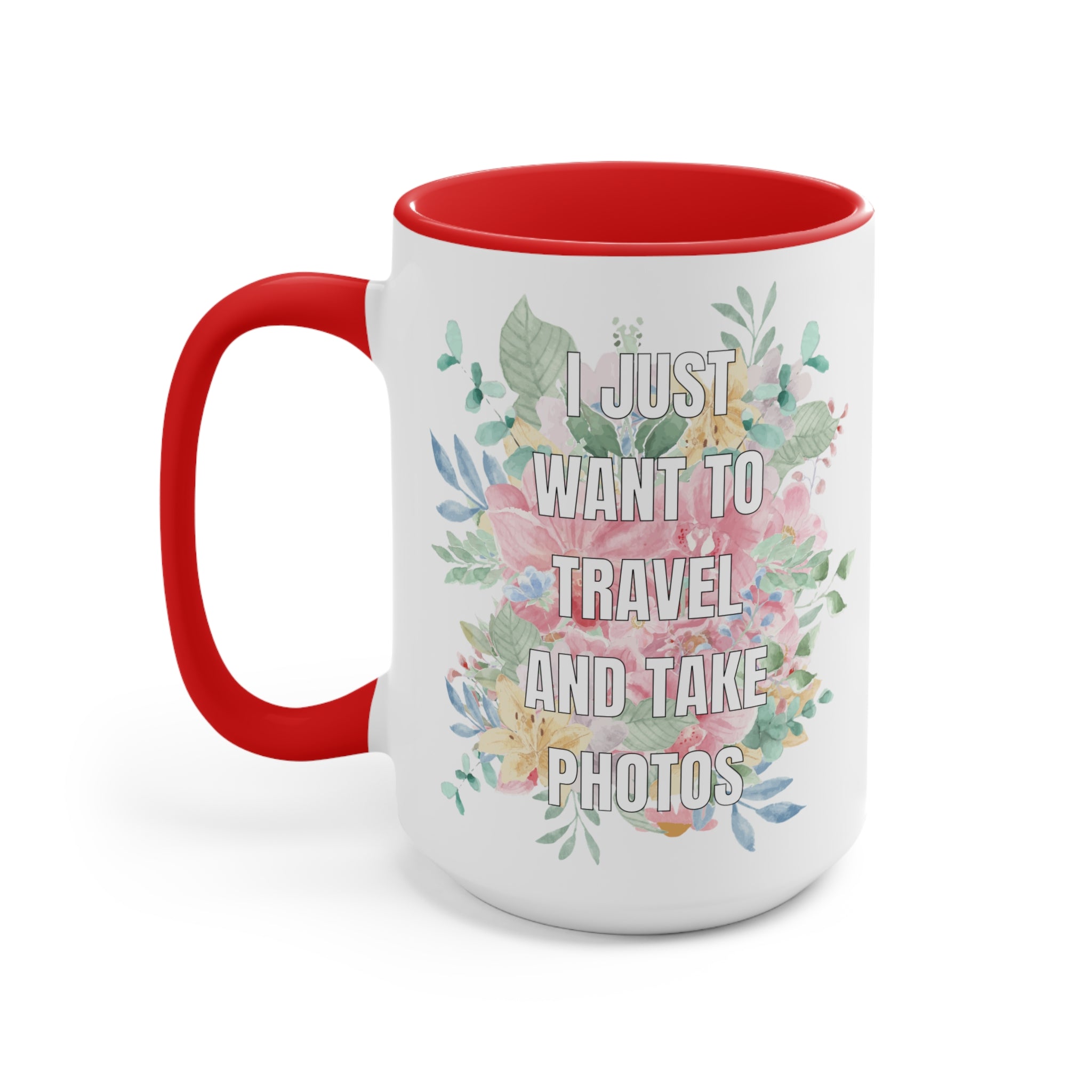 Floral Aesthetic Gift for Photographer Who Loves to Travel: 15 Oz Coffee Mug