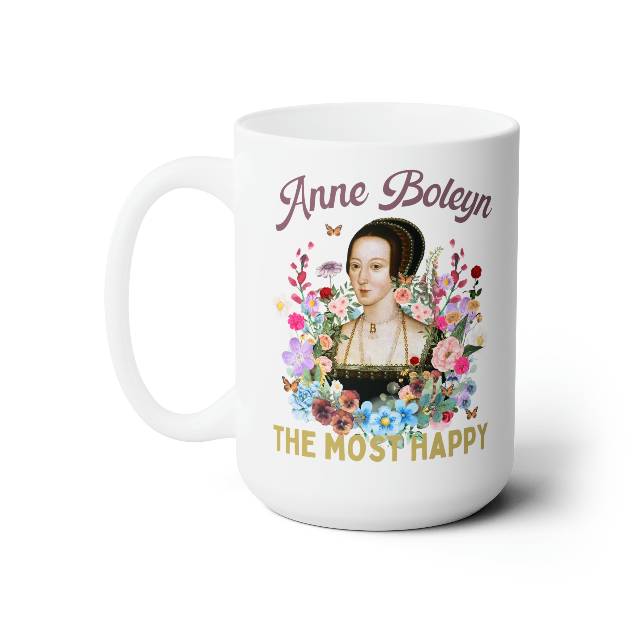 Floral Anne Boleyn Mug for History Lover: 15 Oz Coffee Mug