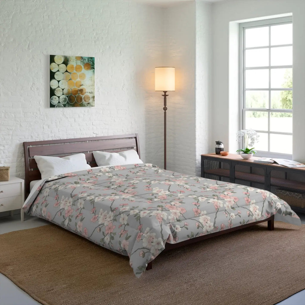 Floral Cherry Blossom Comforter - Pink Microfiber - DipaliZ