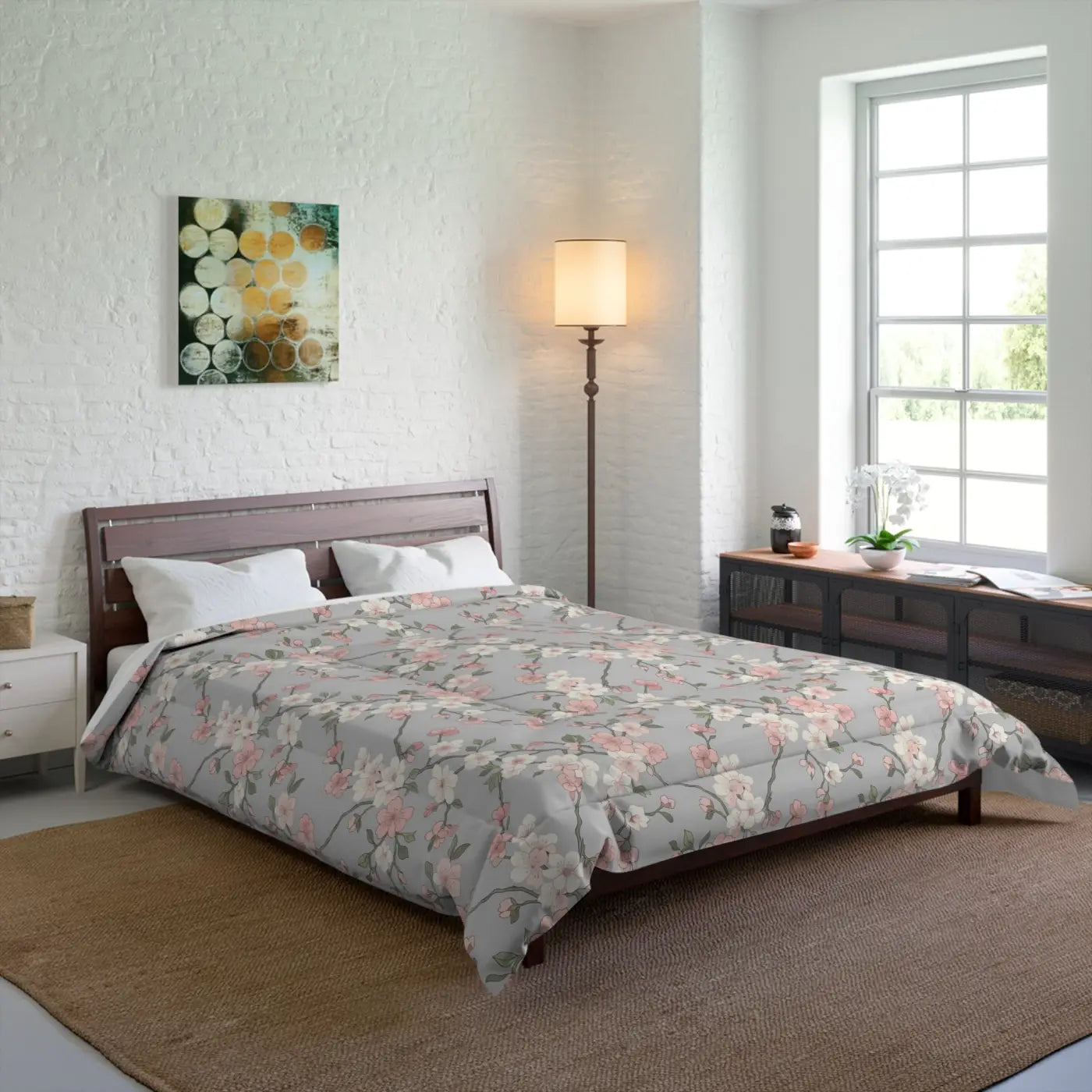 Floral Cherry Blossom Comforter - Pink Microfiber - DipaliZ