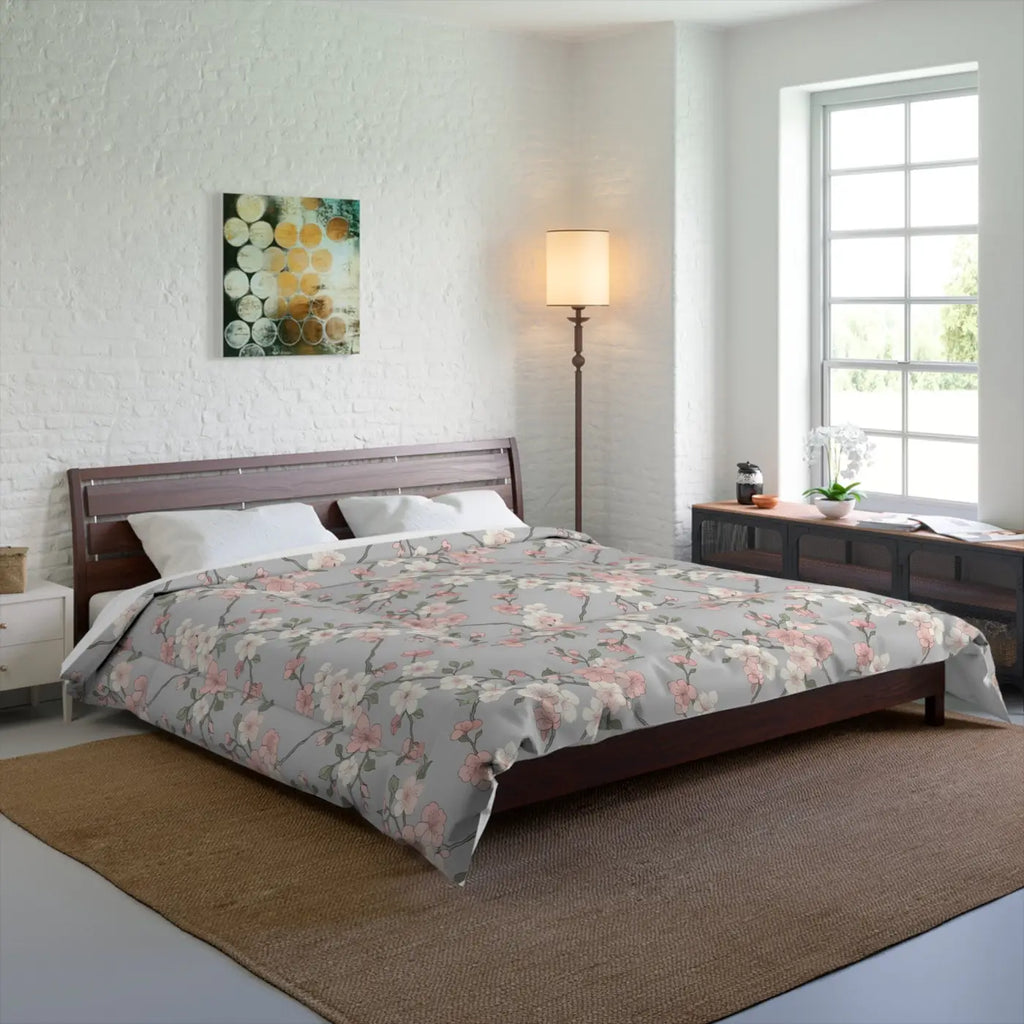Floral Cherry Blossom Comforter - Pink Microfiber - DipaliZ
