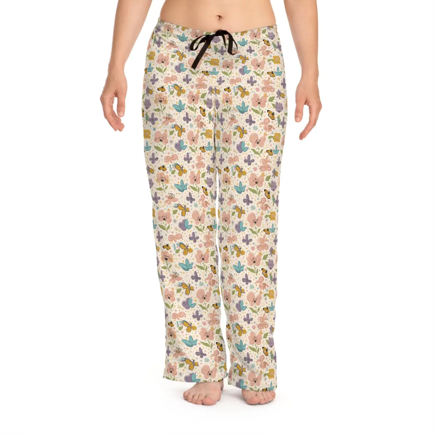 Soft Floral Butterfly Pajama Pants - Polyester - DipaliZ