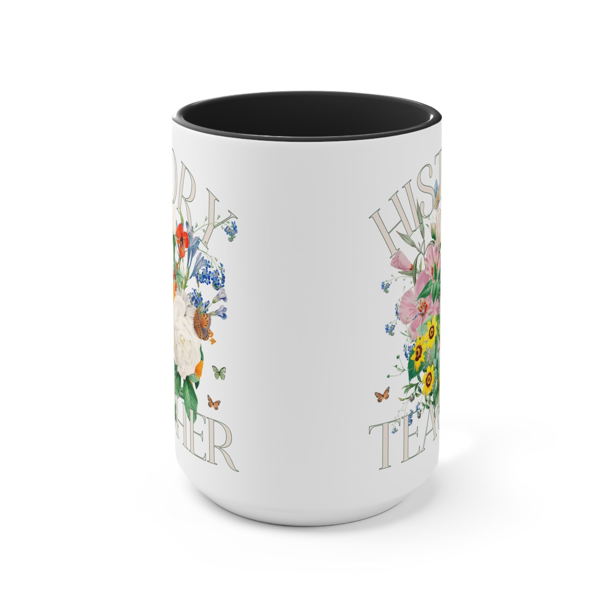 Floral Coffee Mug for History Teacher: 15 Oz Coffee Mug | Boho Vintage Botanical Mug