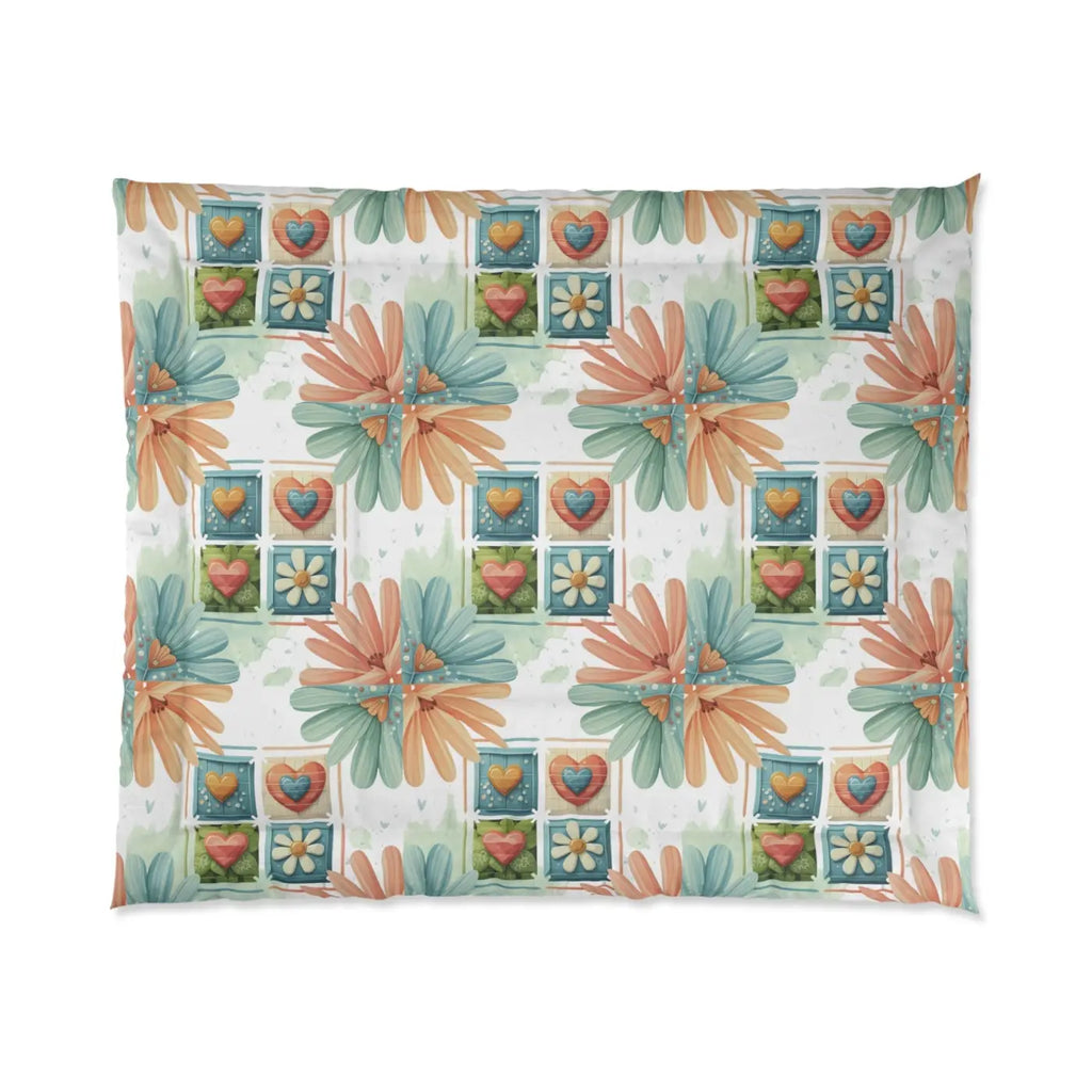 Cozy Floral Hearts Comforter - Soft Polyester - DipaliZ