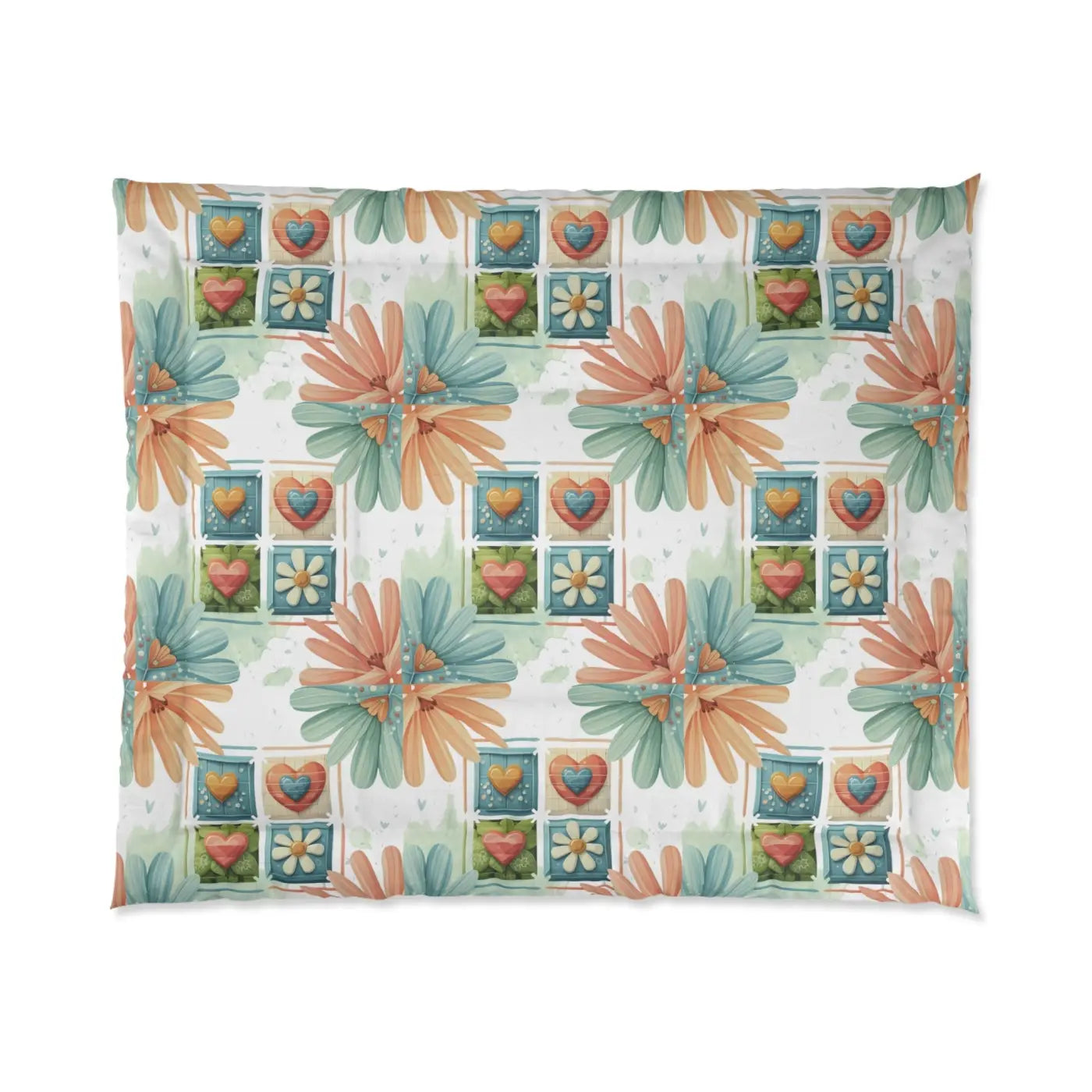 Cozy Floral Hearts Comforter - Soft Polyester - DipaliZ