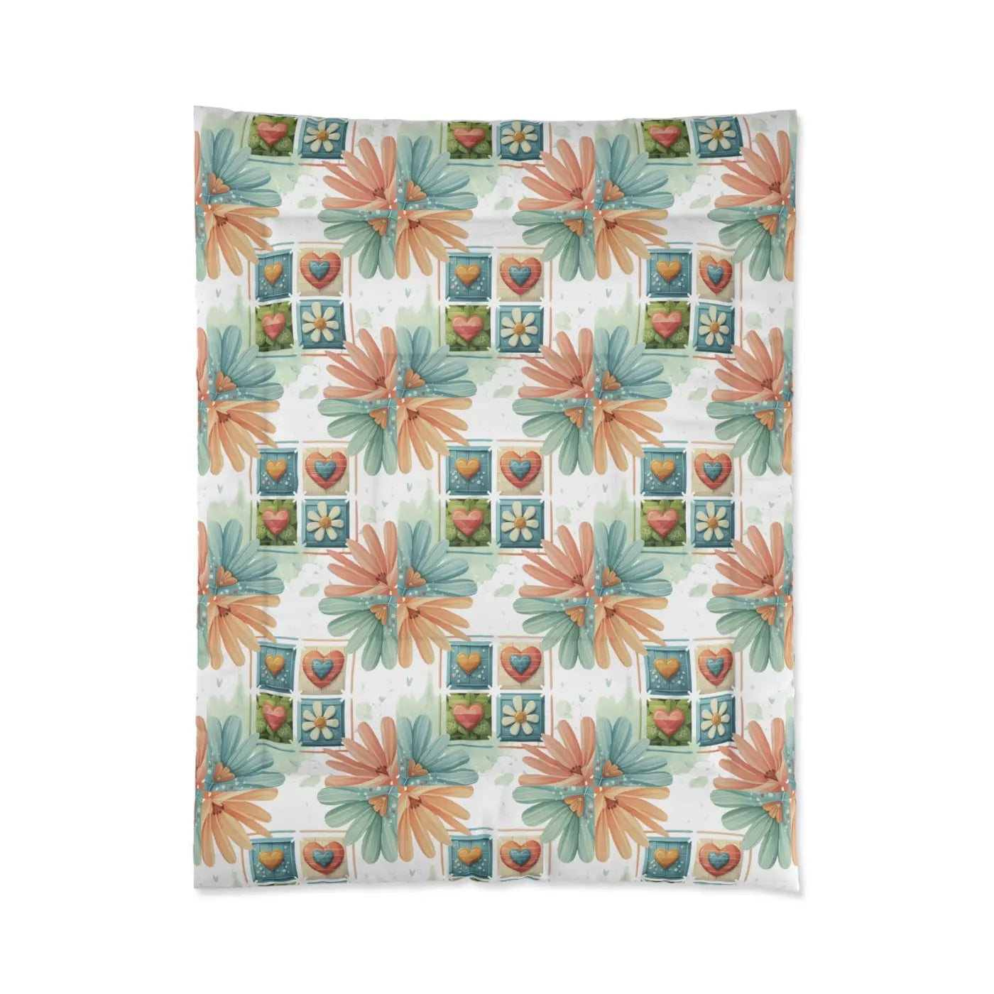 Cozy Floral Hearts Comforter - Soft Polyester - DipaliZ