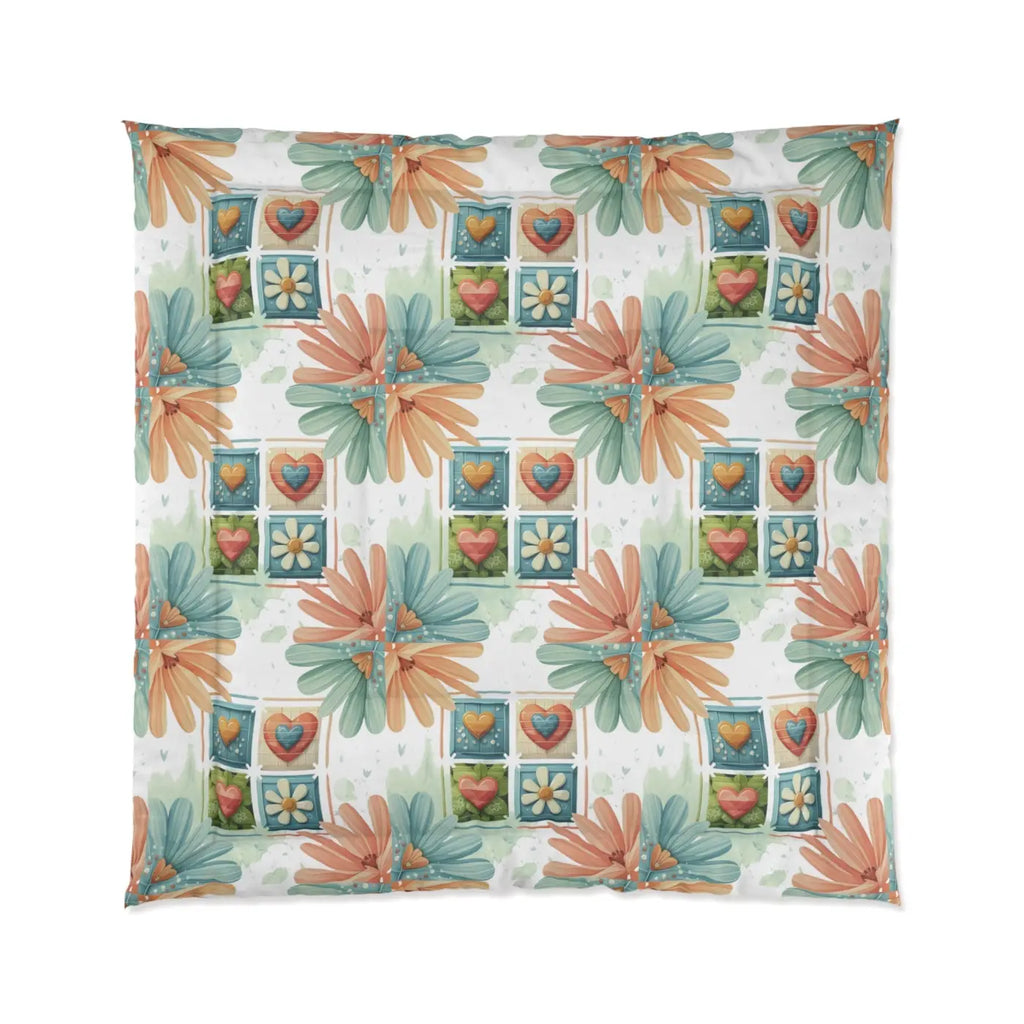 Cozy Floral Hearts Comforter - Soft Polyester - DipaliZ