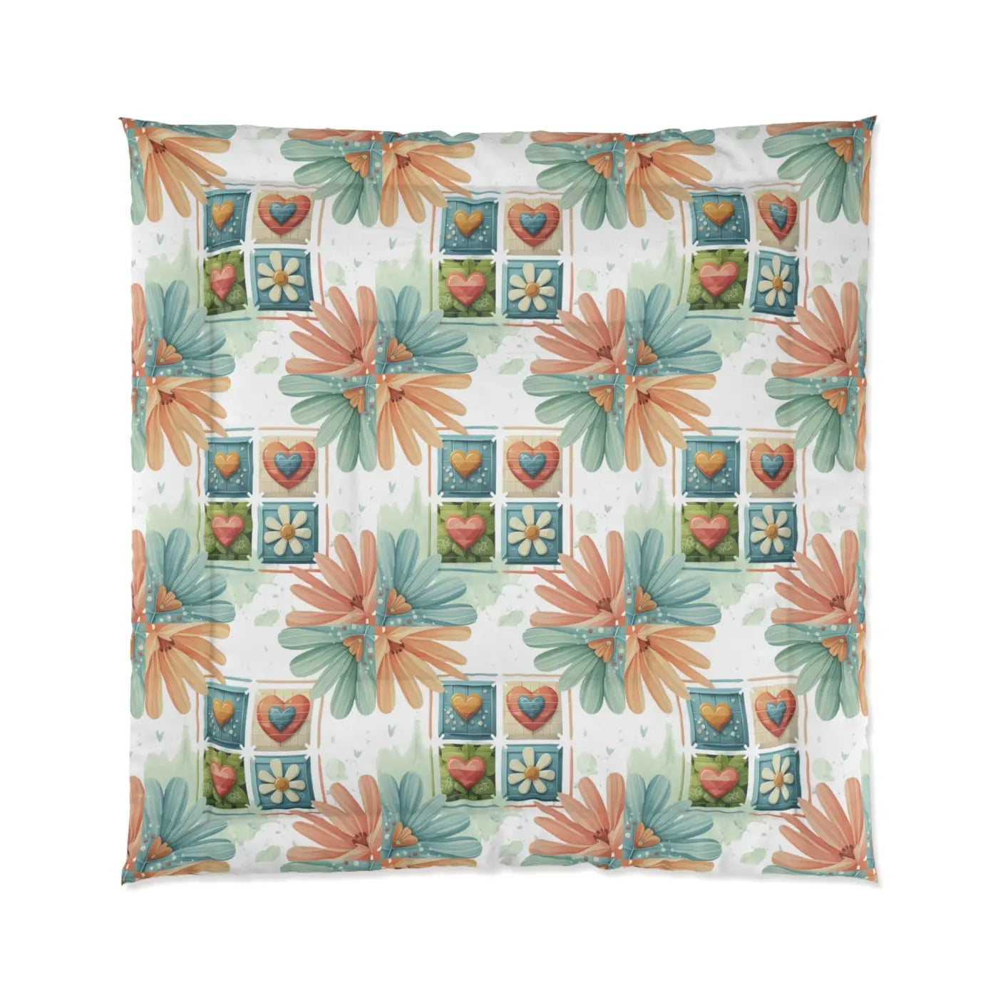 Cozy Floral Hearts Comforter - Soft Polyester - DipaliZ