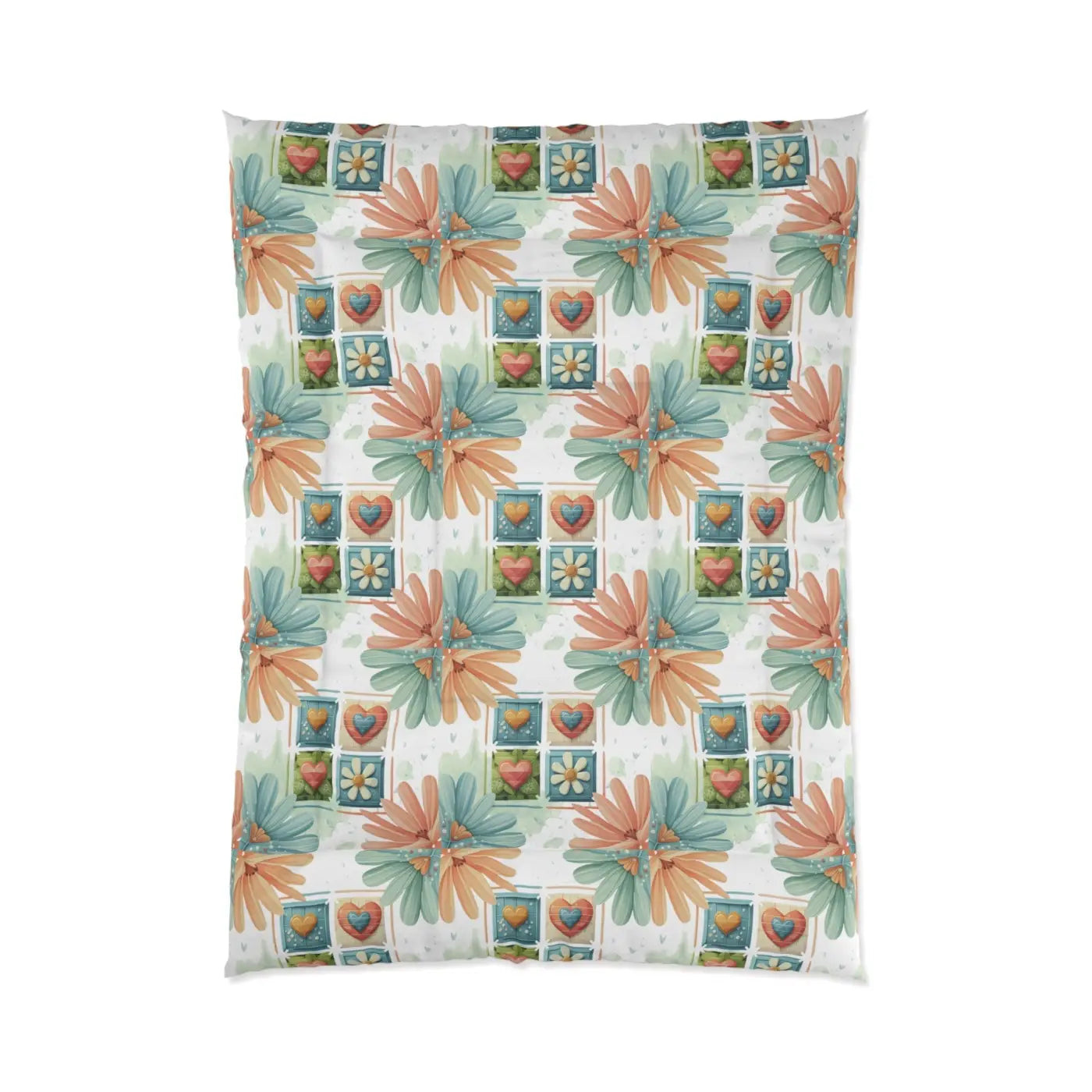 Cozy Floral Hearts Comforter - Soft Polyester - DipaliZ