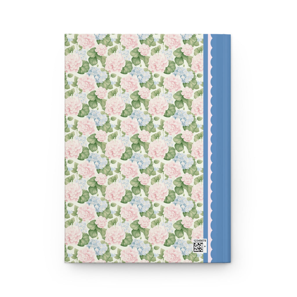 Floral Initial Notebook with Blue Ribbon and Yellow Stripes: B