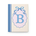 Floral Initial Notebook with Blue Ribbon and Yellow Stripes: B