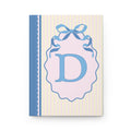 Floral Initial Notebook with Blue Ribbon and Yellow Stripes: D