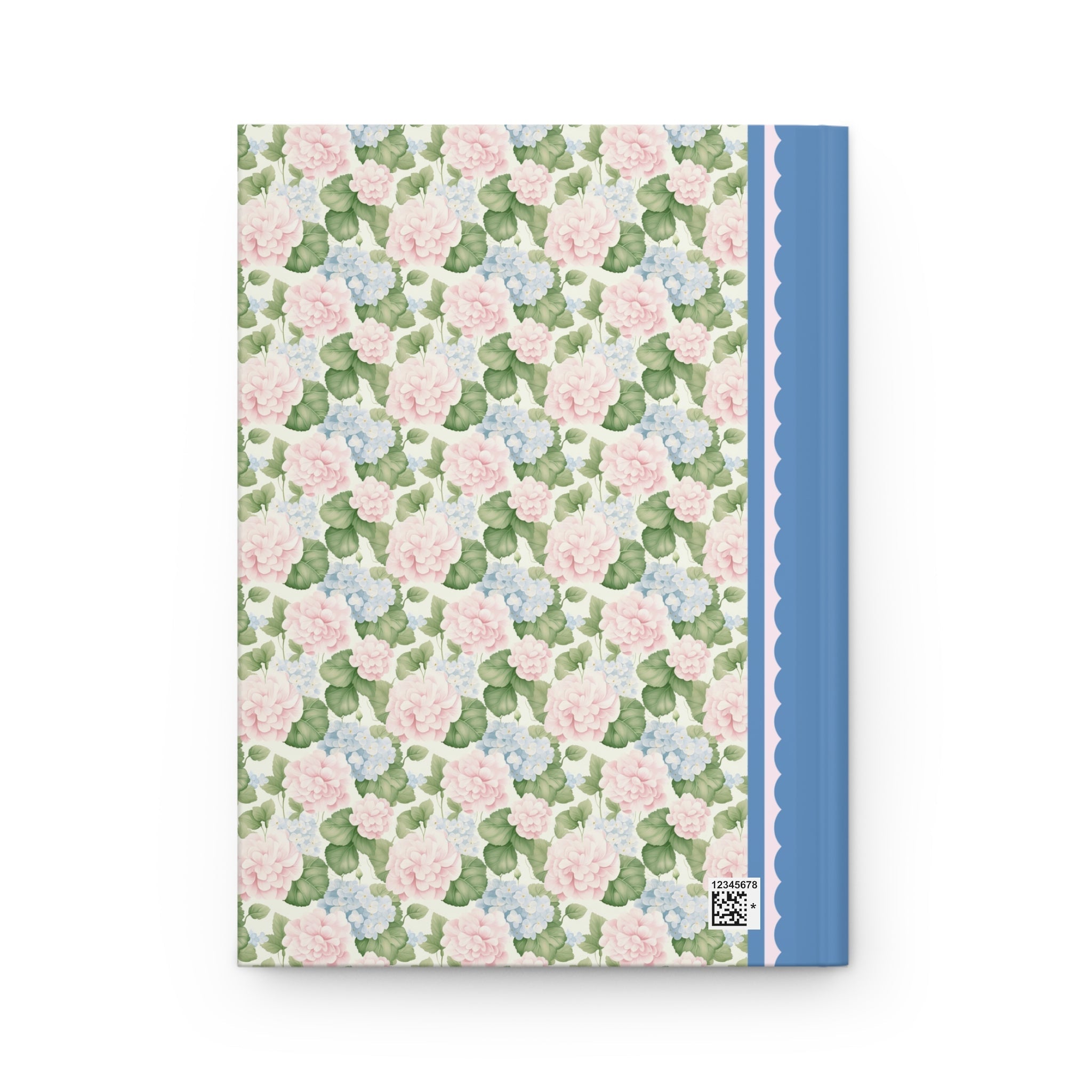 Floral Initial Notebook with Blue Ribbon and Yellow Stripes: N