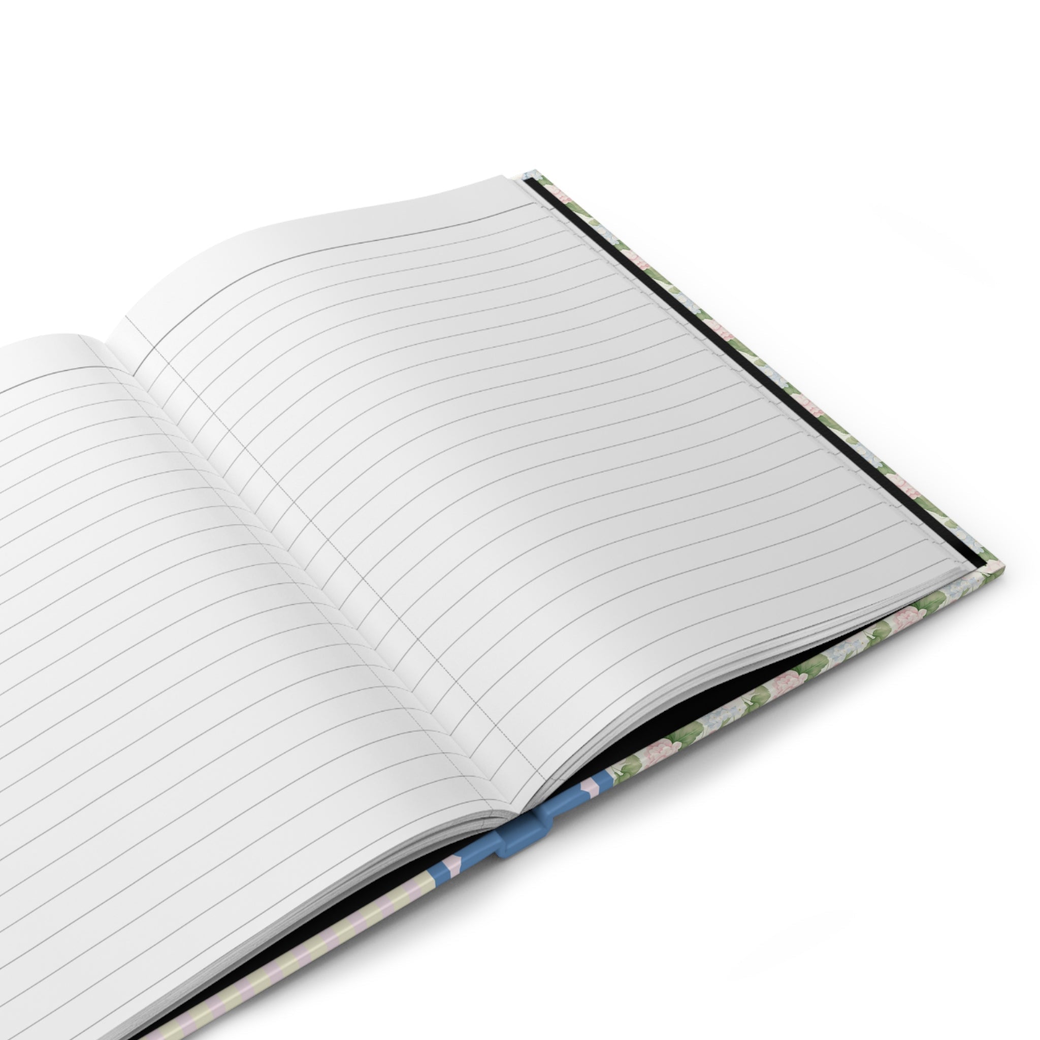 Floral Initial Notebook with Blue Ribbon and Yellow Stripes: O