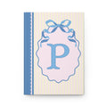 Floral Initial Notebook with Butterflies and Ribbon, Pastel Striped Hardcover Notebook with Flowers: P