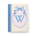 Floral Initial Notebook with Blue Ribbon and Yellow Stripes: W