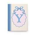 Floral Initial Notebook with Blue Ribbon and Yellow Stripes: Y