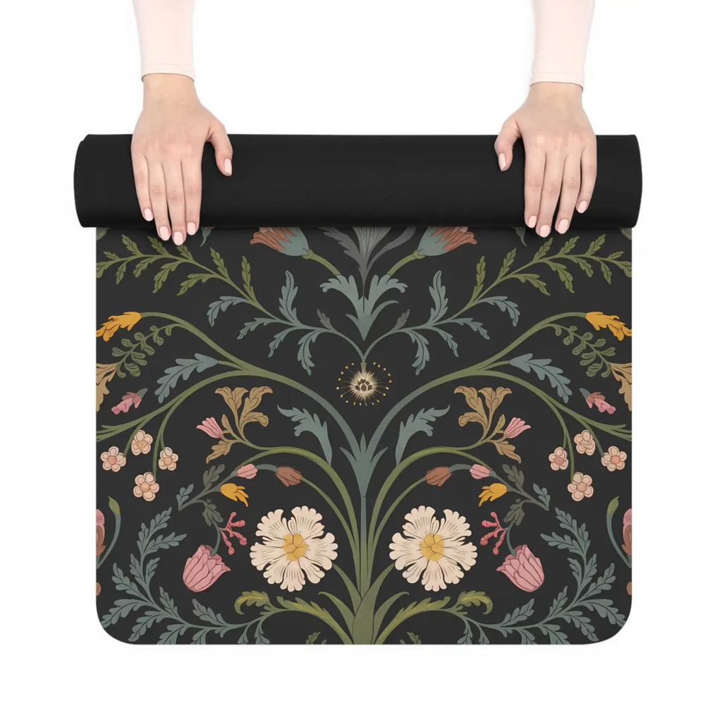 Vibrant Floral Rubber Yoga Mat - Ornate Pattern - Dipaliz