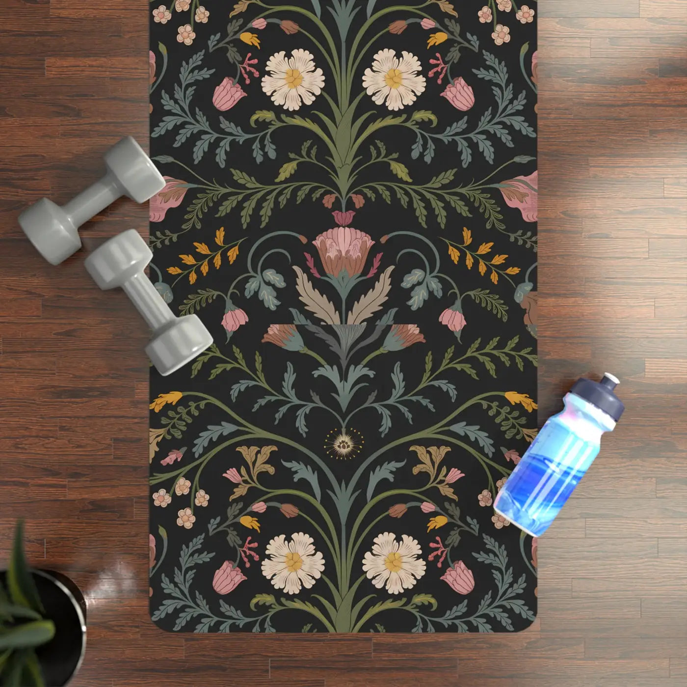 Vibrant Floral Rubber Yoga Mat - Ornate Pattern - Dipaliz