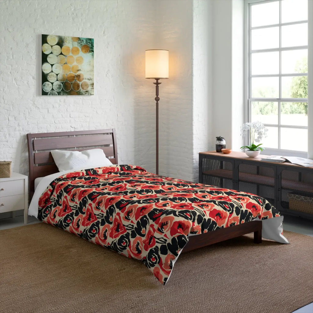 Vintage Floral Poppy Comforter - Microfiber Bedding - DipaliZ