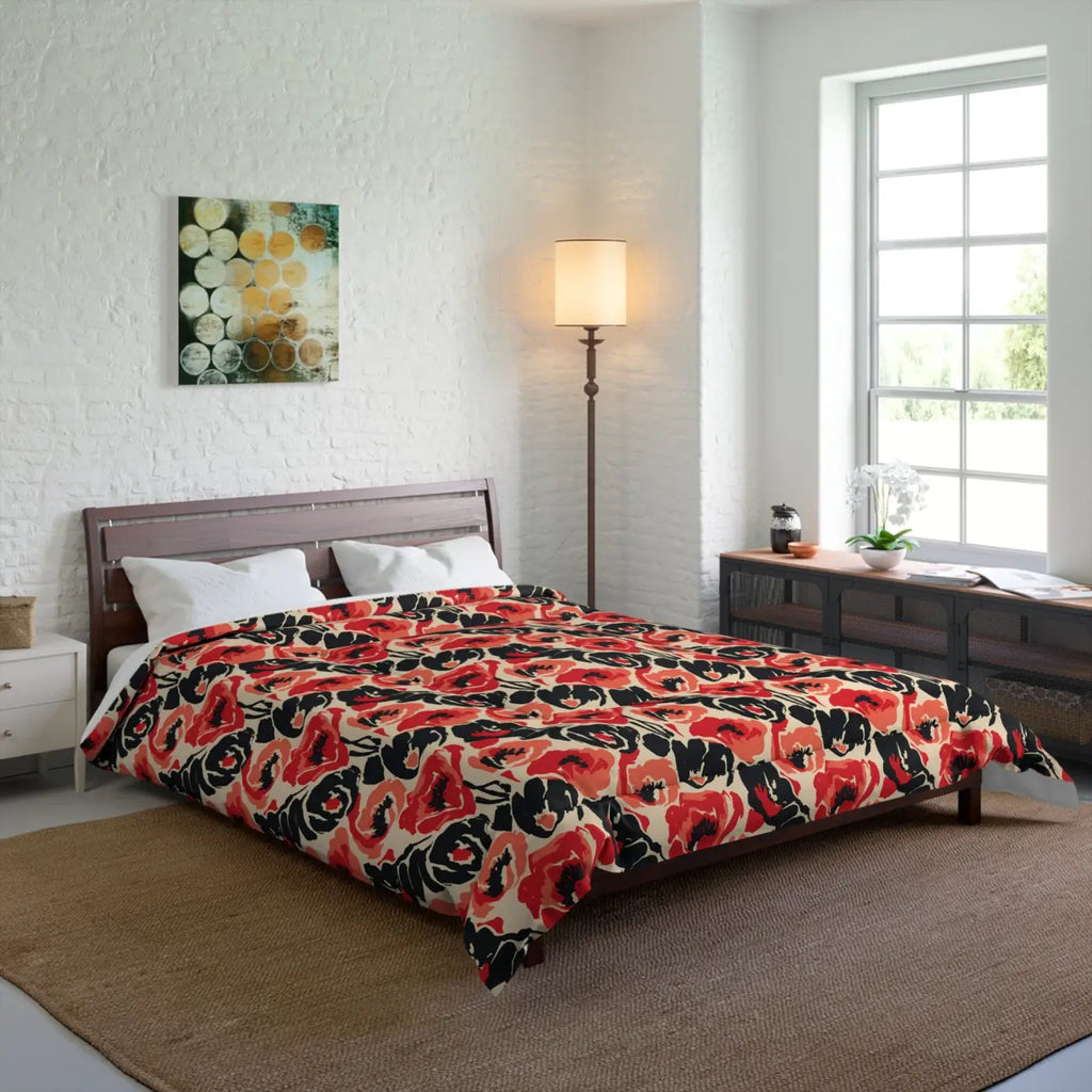 Vintage Floral Poppy Comforter - Microfiber Bedding - DipaliZ