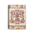 Floral Spiral Notebook with 70s Retro Aesthetic: Keep Going Keep Growing